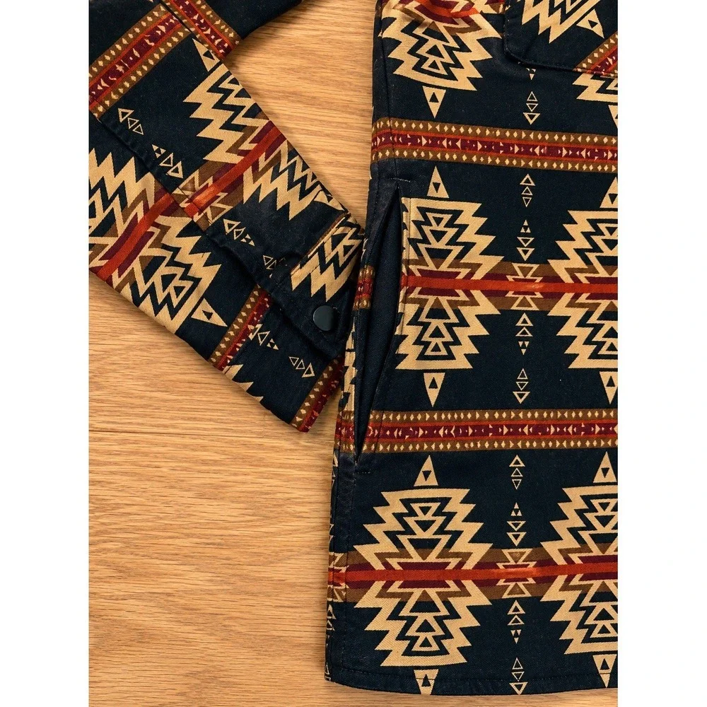 Nomad South Western Twill Shirt Jacket Black Tobacco Aztec Style Nico-MN